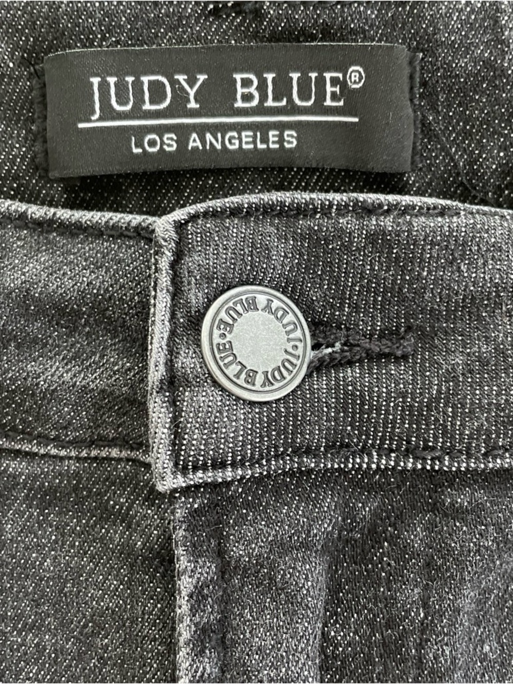 Judy Blue Washed Black Denim Mini Skirt with Raw Hem - Picture 5 of 9